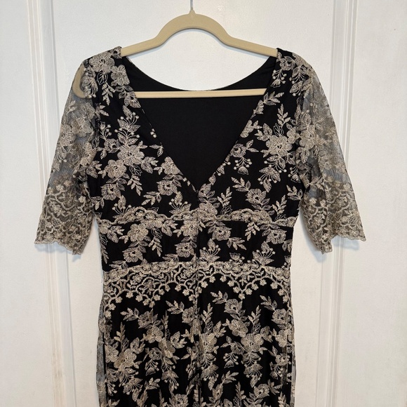 Anthropologie BHLDN Betsy Dress Black Cream Lace Maxi Gown Size 10 - Picture 10 of 15